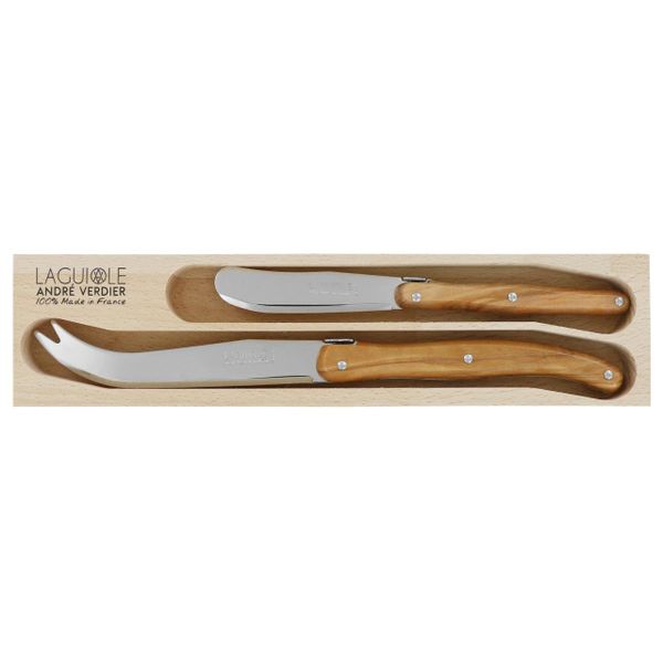 Coffret couteaux fromage olivier 2 pièces